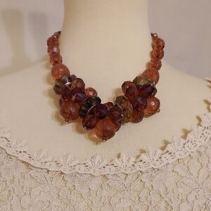 Elegant Transulent Brown Beaded Statement Necklace